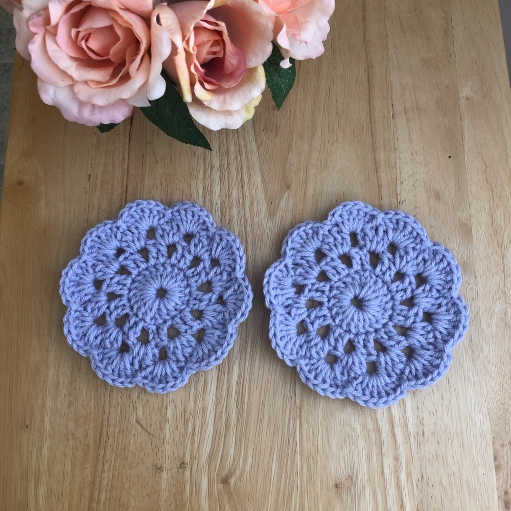 NEW Customizable Crochet Flower Coasters (4 pack) - Picture 2 of 9